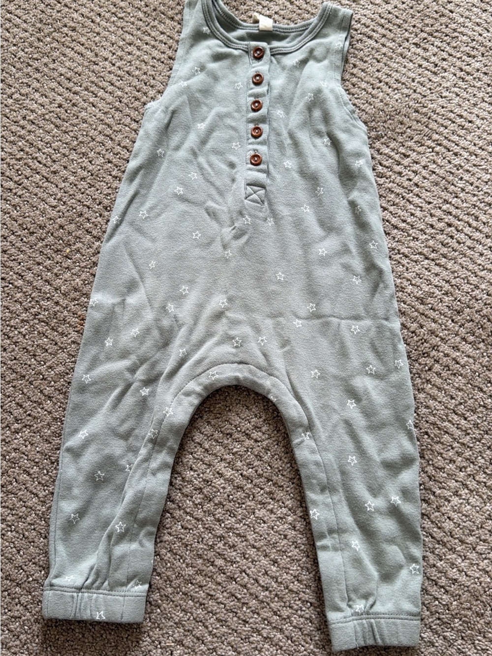 Quincy Mae Sage Green Star Print Sleeveless Jumpsuit